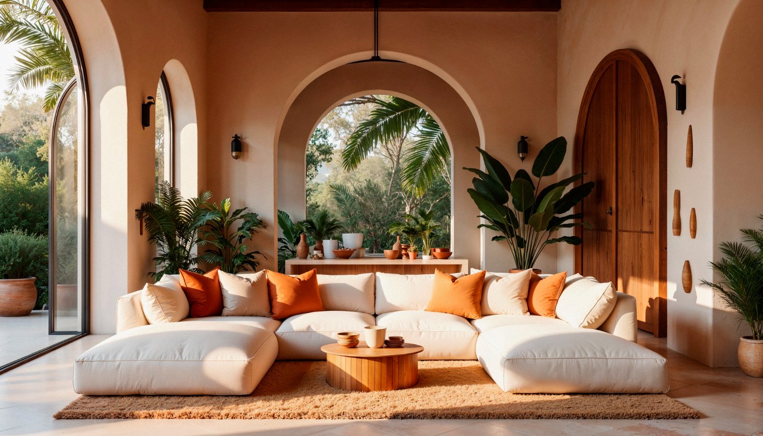 Estilos decoración verano 2025: mezcla Mediterráneo, Minimalismo Tropical y Boho Natural en salón luminoso | HogarVivo