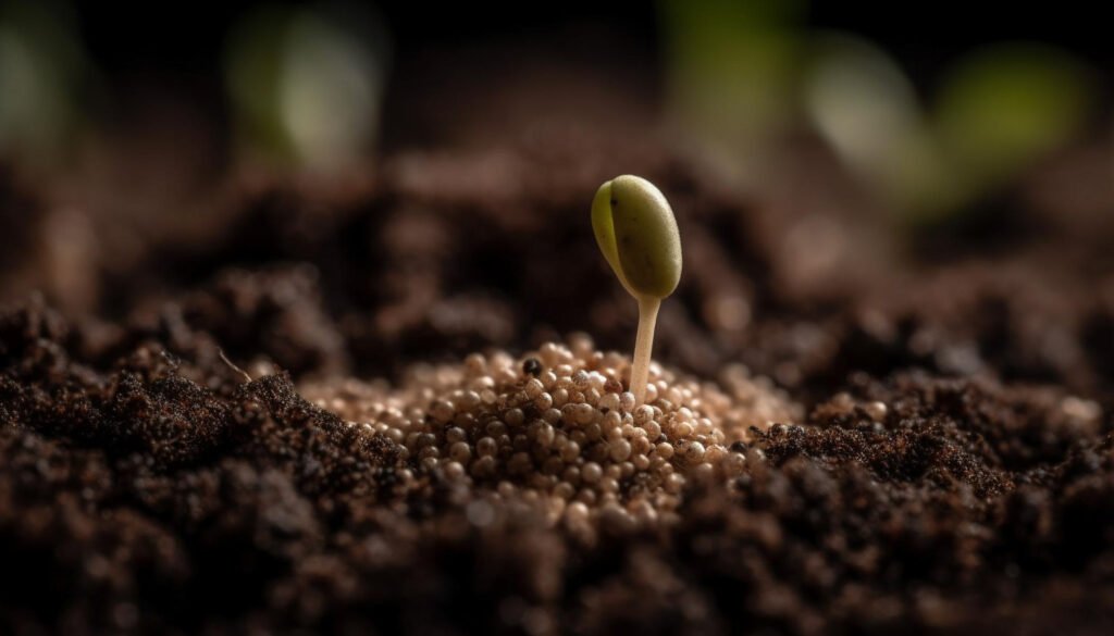 segunda etapa del ciclo de vida de una planta: Semilla germinando del suelo
